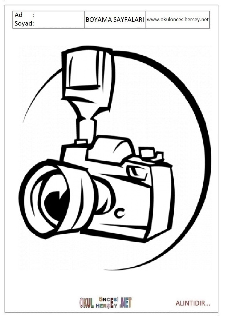 Çocuklar İçin fotoğraf-makinesi Boyama Sayfaları 